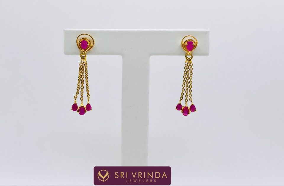 22kt gold ruby jumka set (15.00 gms)