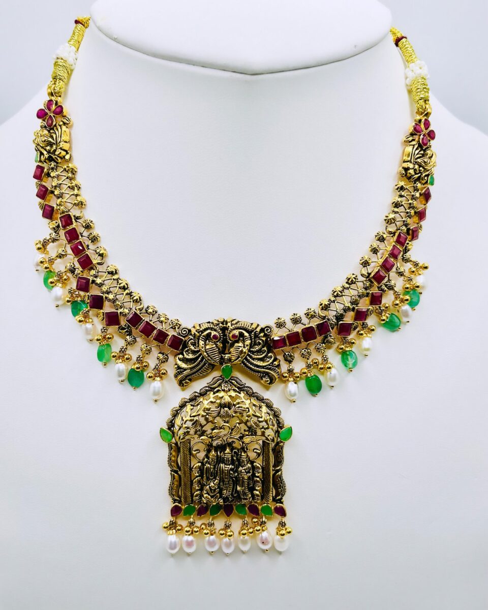 22k antique ram parivaar necklace