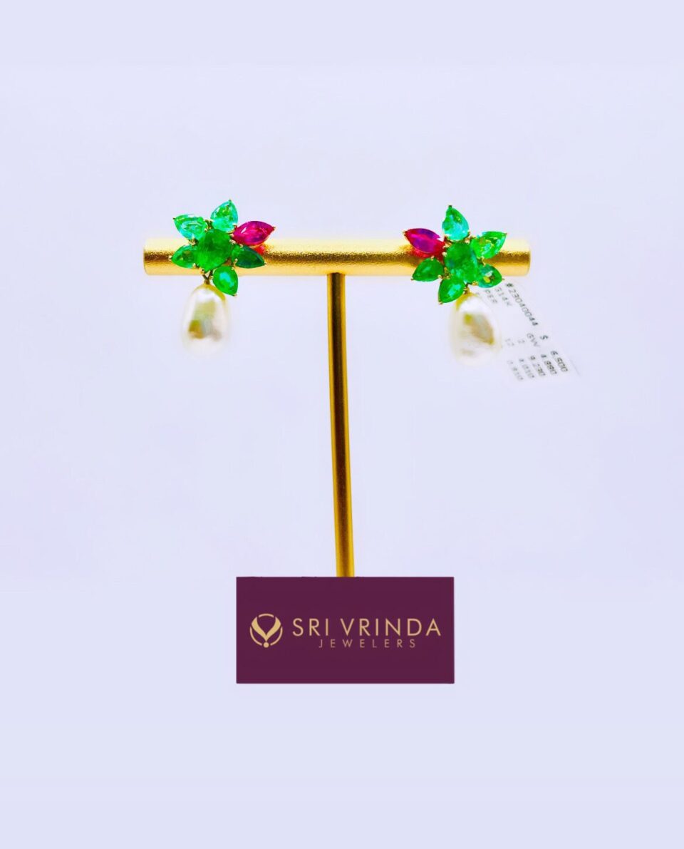 14k ruby emerald earring(4.88 gm)