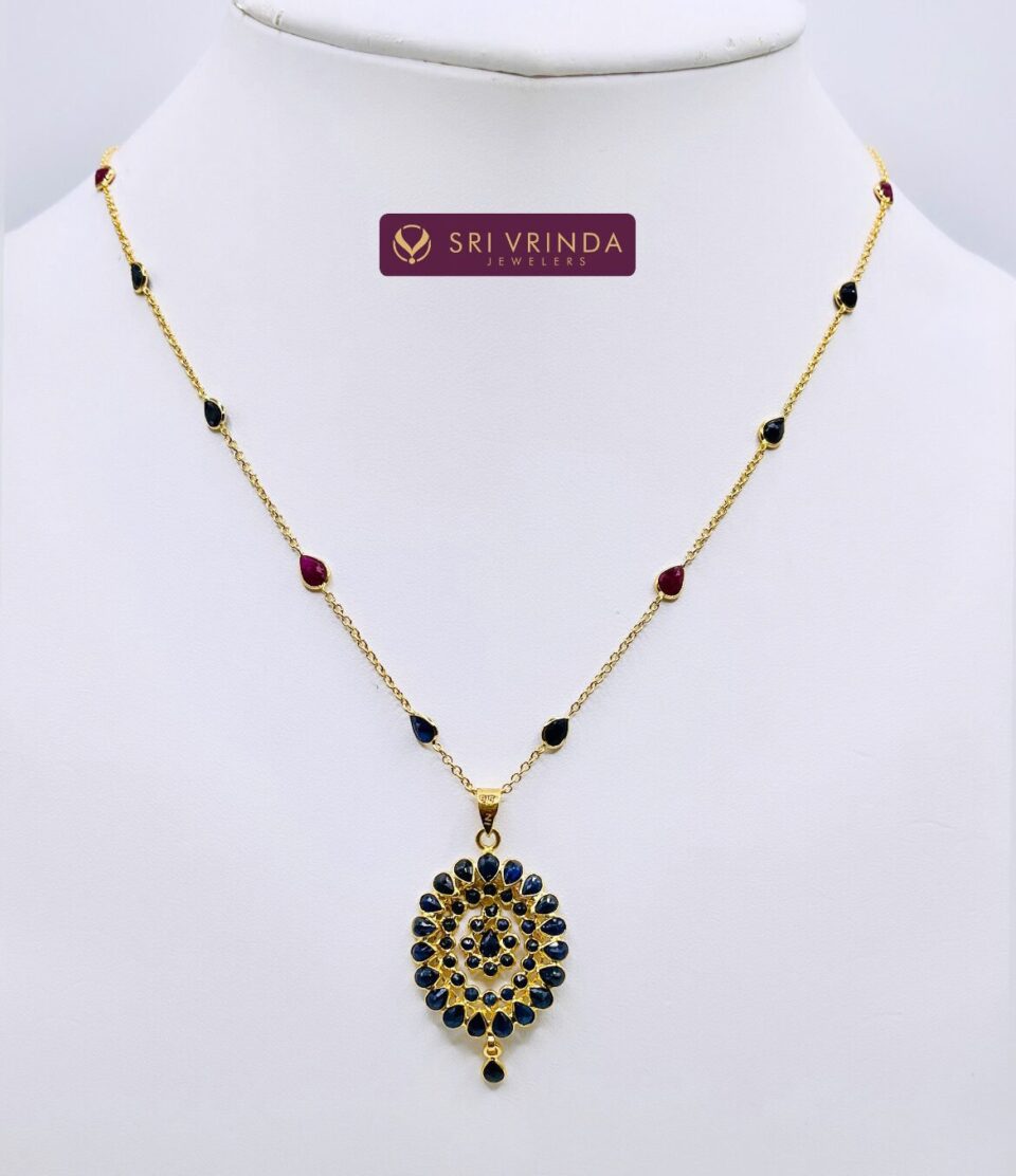 22k gold sapphire stone set (13.60 gm)